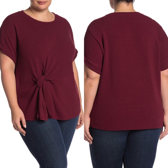 &.Layered Short Sleeve Textured Knotted Top Green - Picture 2 of 6